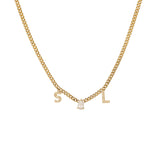 Pear Diamond Chain with Two Diamond Initials Necklace - SIA Jewelry