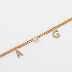 Pear Diamond Chain with Two Diamond Initials Necklace - SIA Jewelry