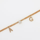 Pear Diamond Chain with Two Diamond Initials Necklace - SIA Jewelry