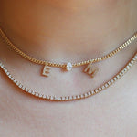 Pear Diamond Chain with Two Diamond Initials Necklace - SIA Jewelry