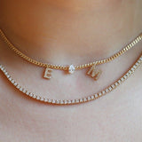 Pear Diamond Chain with Two Diamond Initials Necklace - SIA Jewelry