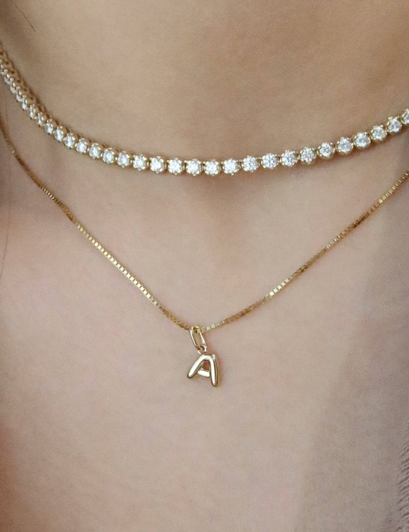 Petite Bubble Gold Initial Pendant - SIA Jewelry