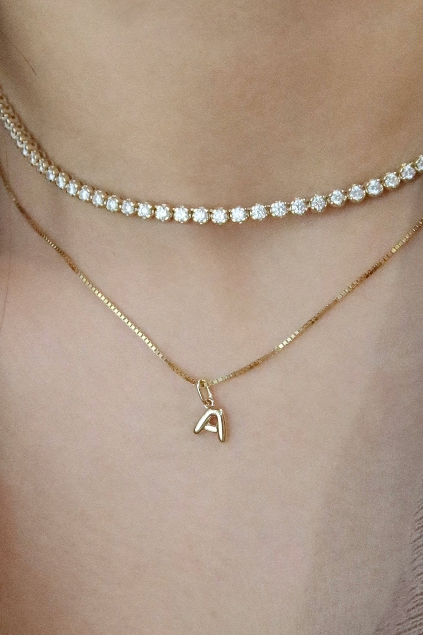 Petite Bubble Gold Initial Pendant - SIA Jewelry