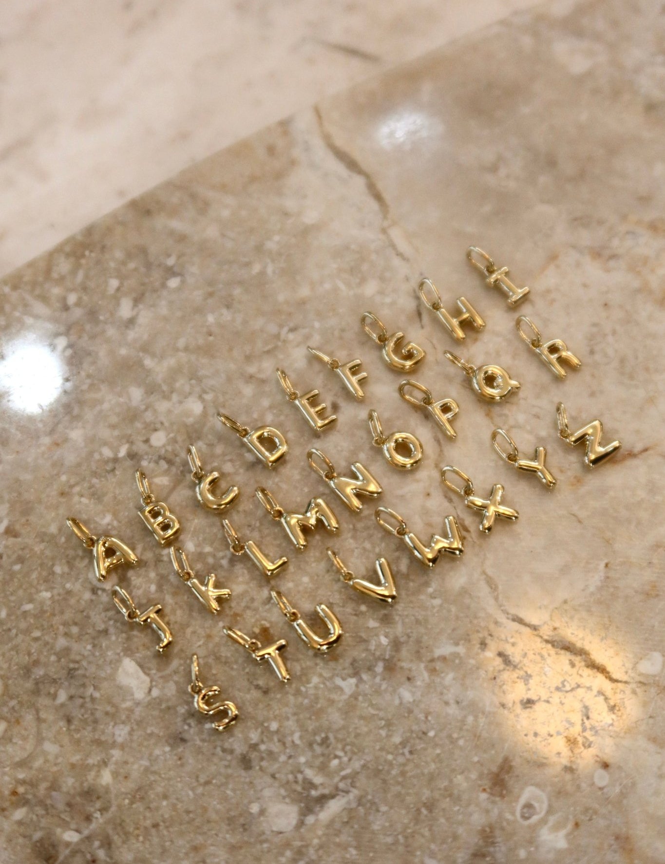 Petite Bubble Gold Initial Pendant - SIA Jewelry