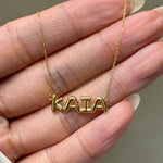 Petite Bubble Gold Nameplate Chain Necklace - SIA Jewelry