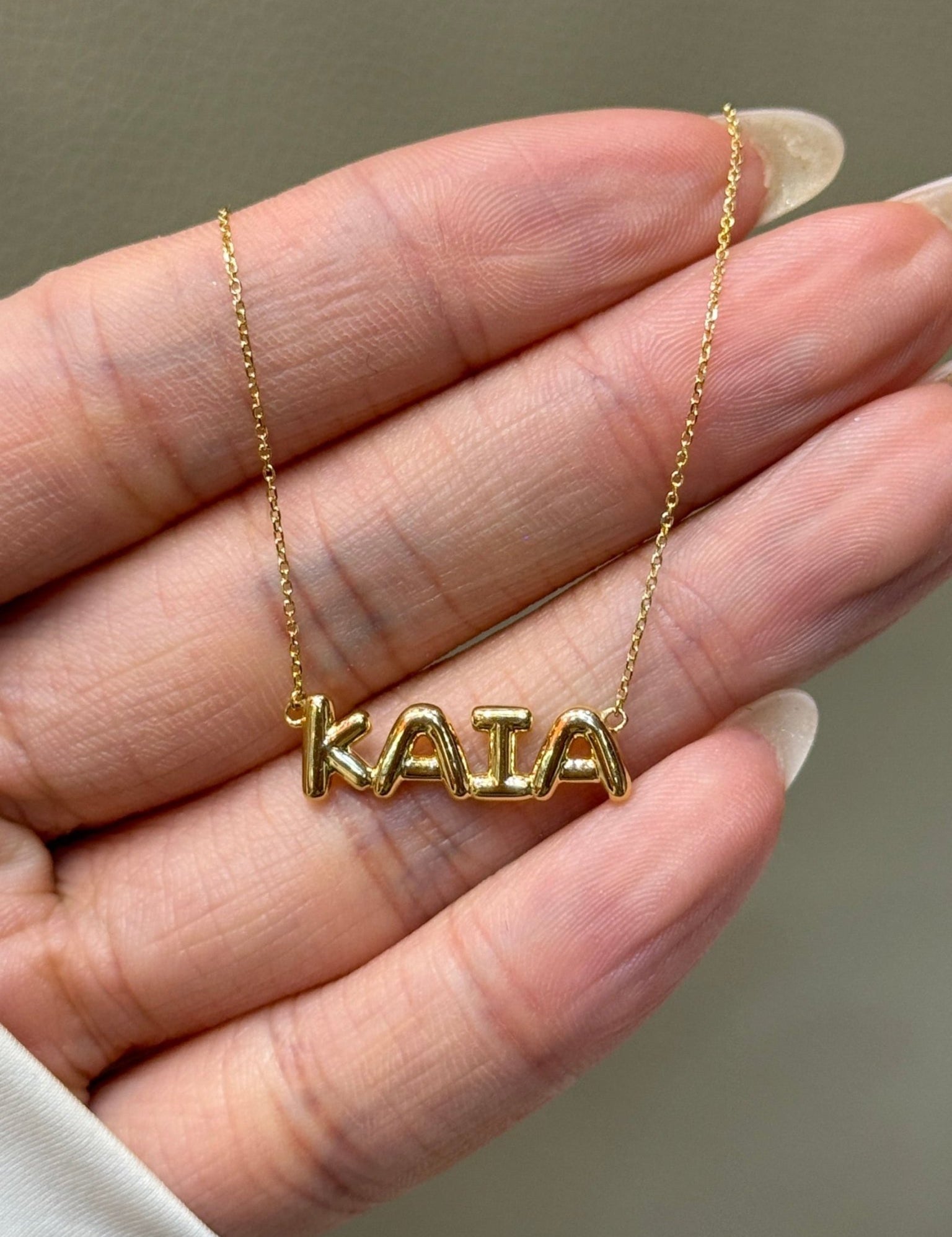 Petite Bubble Gold Nameplate Chain Necklace - SIA Jewelry