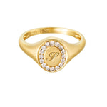 Petite Oval Pave Signet Ring - SIA Jewelry