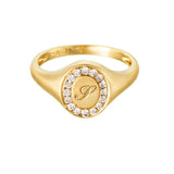 Petite Oval Pave Signet Ring - SIA Jewelry