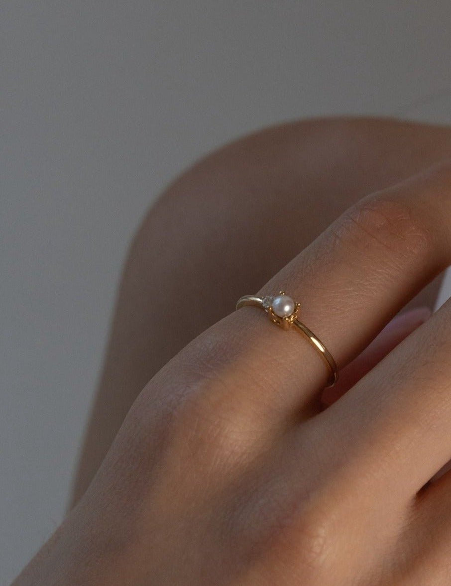 Reva Pearl Diamond Ring - SIA Jewelry
