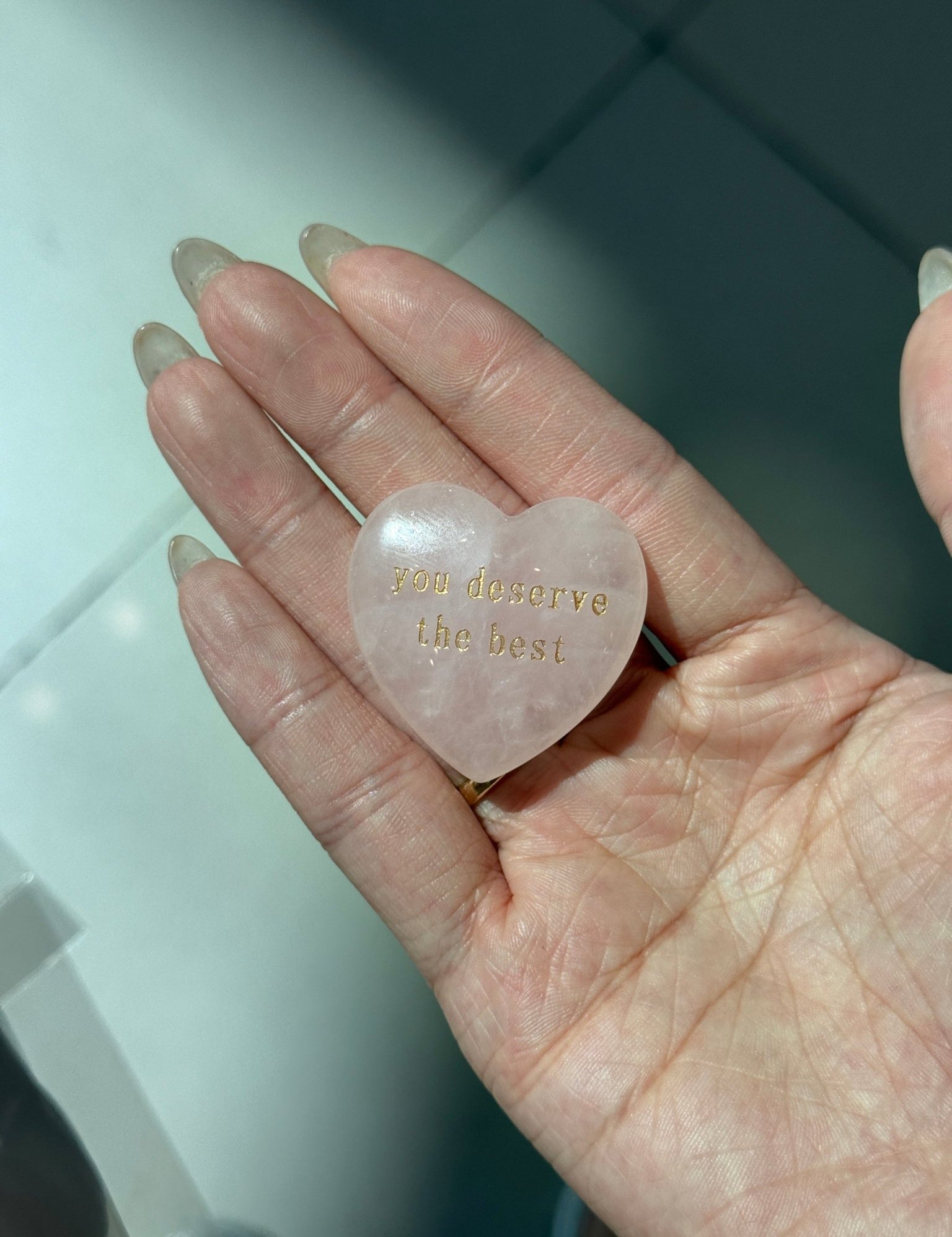 Rose Quartz Heart Affirmation Stone - SIA Jewelry