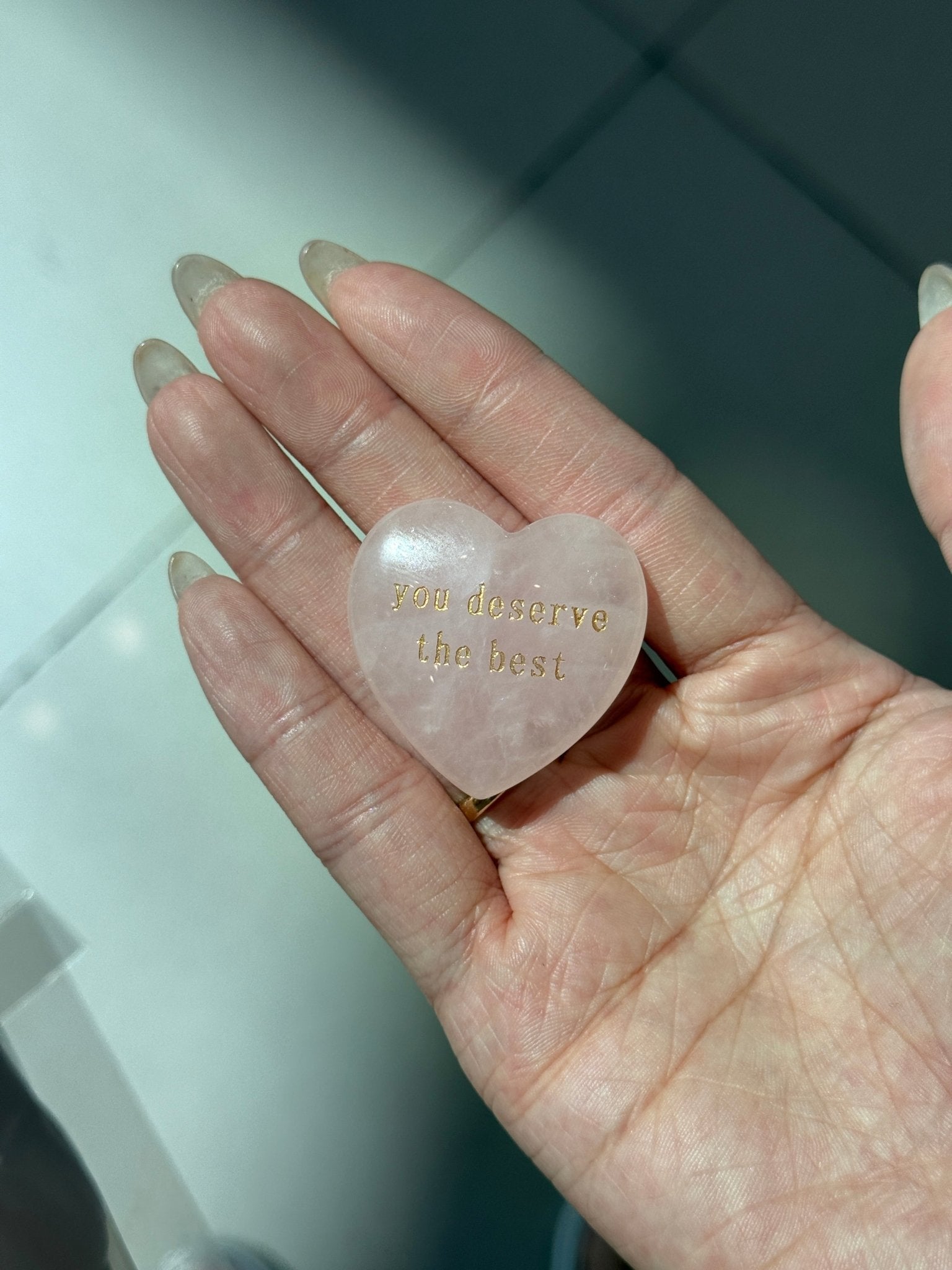Rose Quartz Heart Affirmation Stone - SIA Jewelry