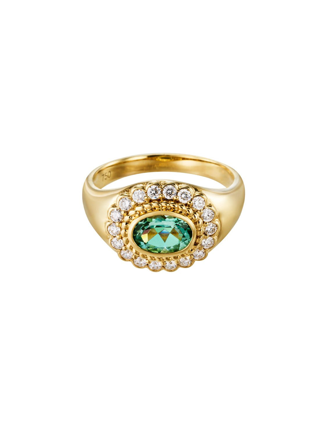 Solenne Green Tourmaline East West Signet Ring - SIA Jewelry