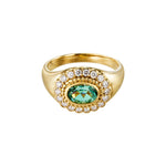 Solenne Green Tourmaline East West Signet Ring - SIA Jewelry