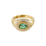 Solenne Green Tourmaline East West Signet Ring - SIA Jewelry