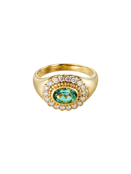 Solenne Green Tourmaline East West Signet Ring - SIA Jewelry