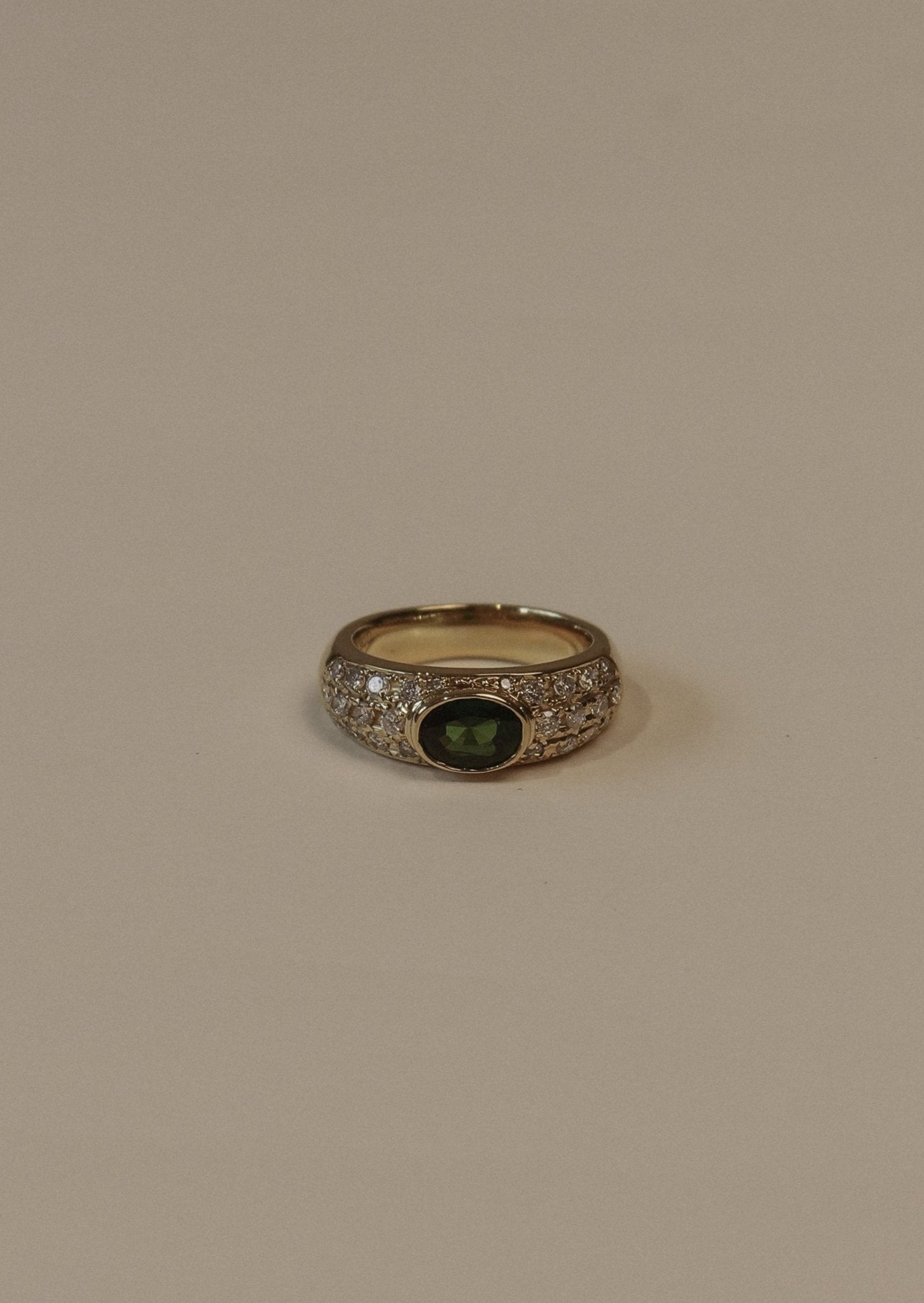 Vintage Green Garnet Diamond Ring - SIA Jewelry