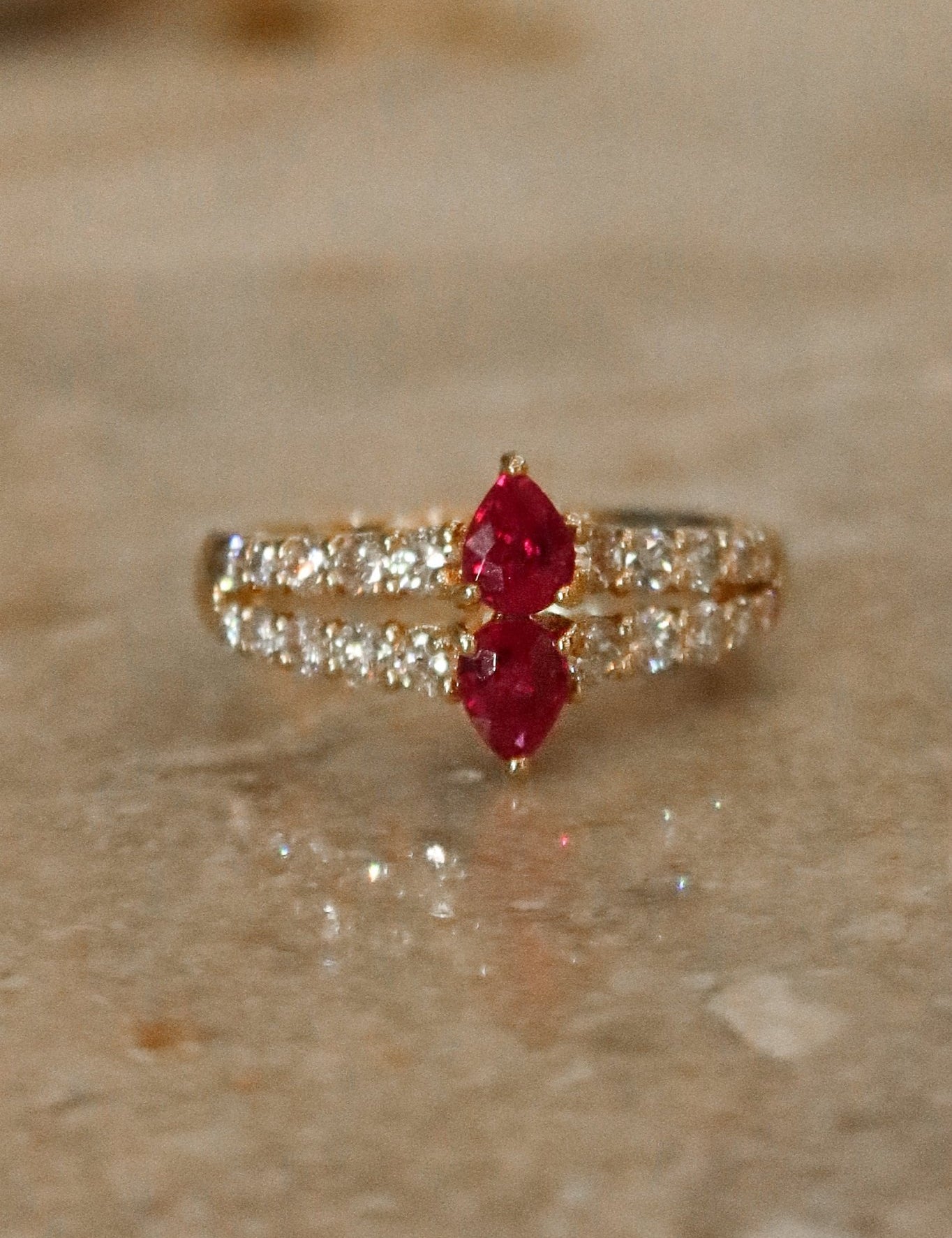 Vintage Pear Ruby Diamond Ring - SIA Jewelry