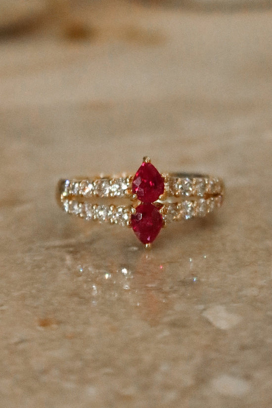 Vintage Pear Ruby Diamond Ring - SIA Jewelry