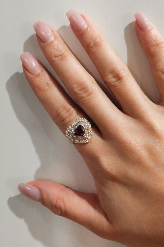 Vintage Ruby Diamond Heart Ring - SIA Jewelry