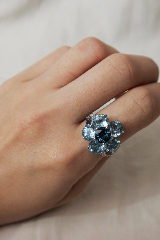 Vintage Topaz Diamond Flower Ring - SIA Jewelry